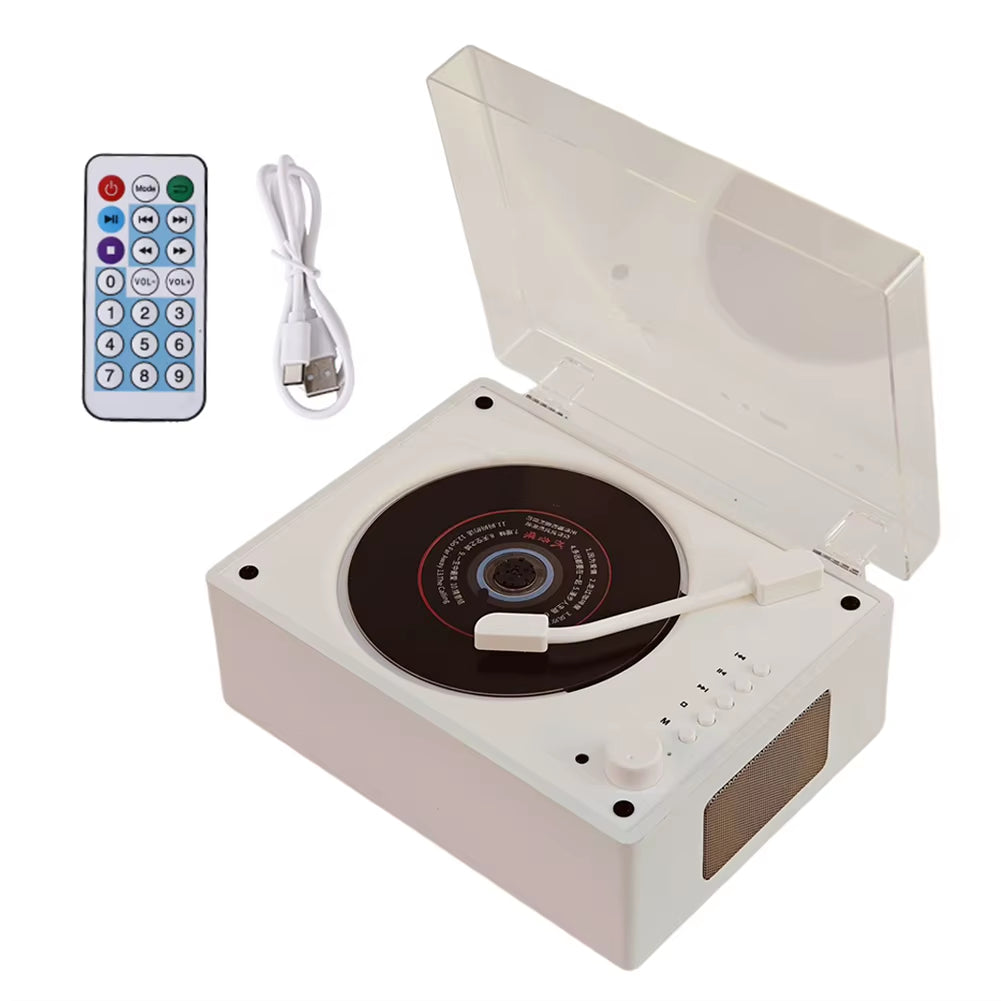 Retro CD Player Rechargeable Wireless Bluetooth 5.0 Speaker Portable Home Music Player USB 3.5Mm AUX Desktop CD Player for Phone