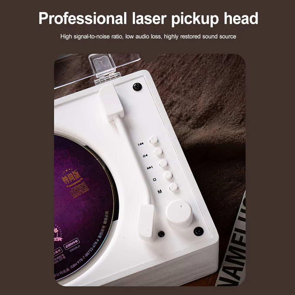 Retro CD Player Rechargeable Wireless Bluetooth 5.0 Speaker Portable Home Music Player USB 3.5Mm AUX Desktop CD Player for Phone