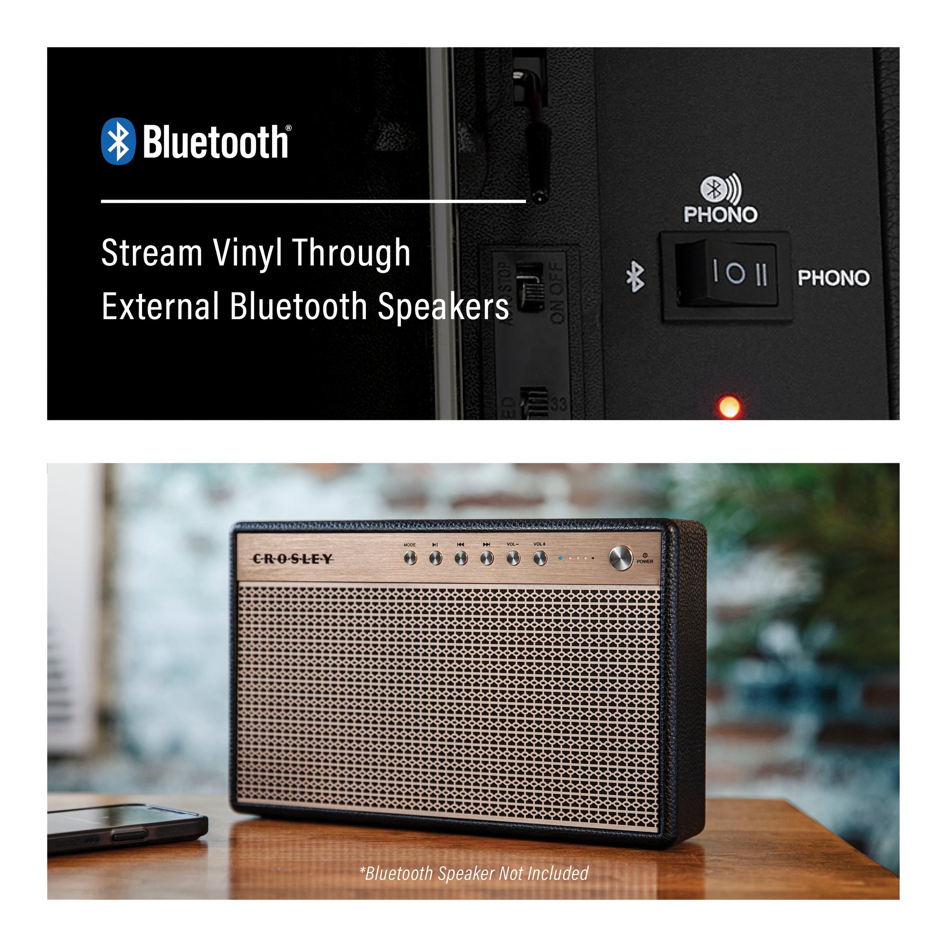 Cruiser Premier Vinyl Record Player with Speakers and Bluetooth - Audio Turntables