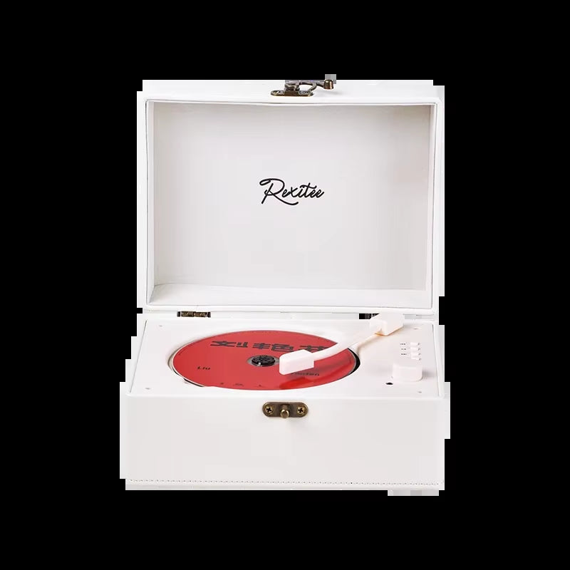 Vintage Leather CD Player Two-Way Bluetooth 5.0 Built-In Speaker Portable Rechargeable CD Music Player USB Lossless Player