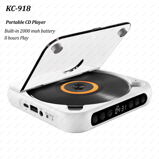 Portable CD Player Bluetooth Speaker Stereo CD Players LED Screen Wall Mountable CD Music Player with IR Remote Control FM Radio