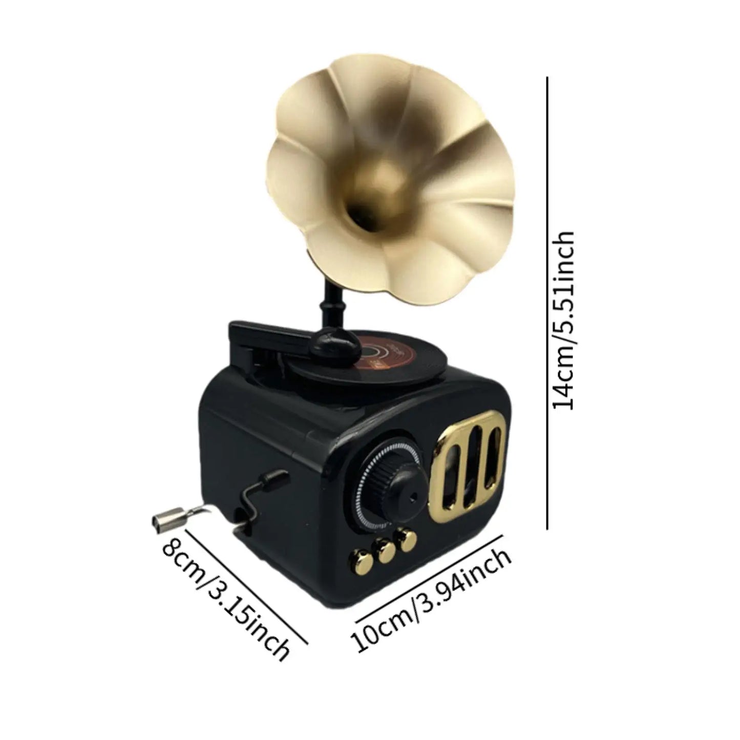 Phonograph Music Box Classical Xmas Gramophone Hand-Cranked Clockwork Record Player for Living Room Decor 2026 New Year Gift