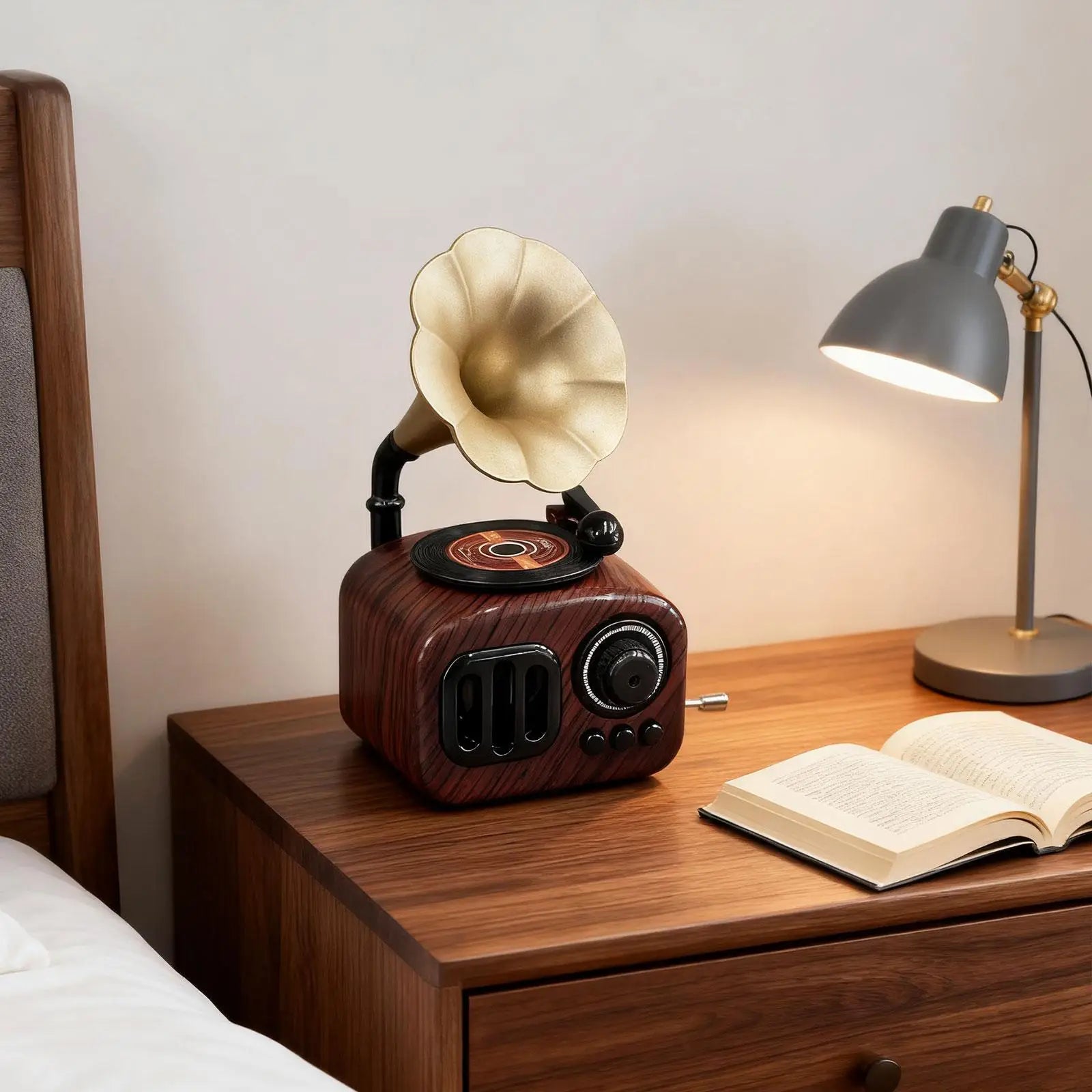 Phonograph Music Box Classical Xmas Gramophone Hand-Cranked Clockwork Record Player for Living Room Decor 2026 New Year Gift