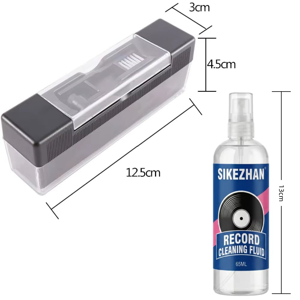 Record Cleaner Kit with 65Ml Spray, Anti-Static Velvet Brush & Stylus Cleaning Tools for Safe Vinyl Turntable Use by