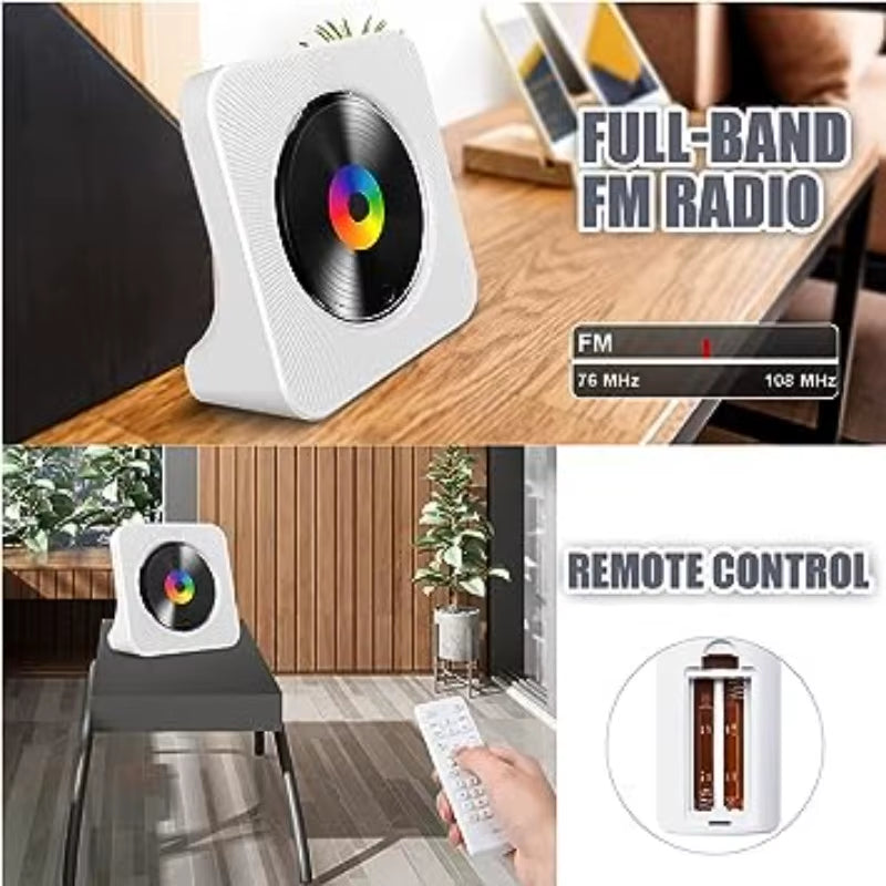 Portable Bluetooth Desktop CD Player for Home with Timer Built-In Hifi Speakers with LCD Screen Display Boombox FM Radio