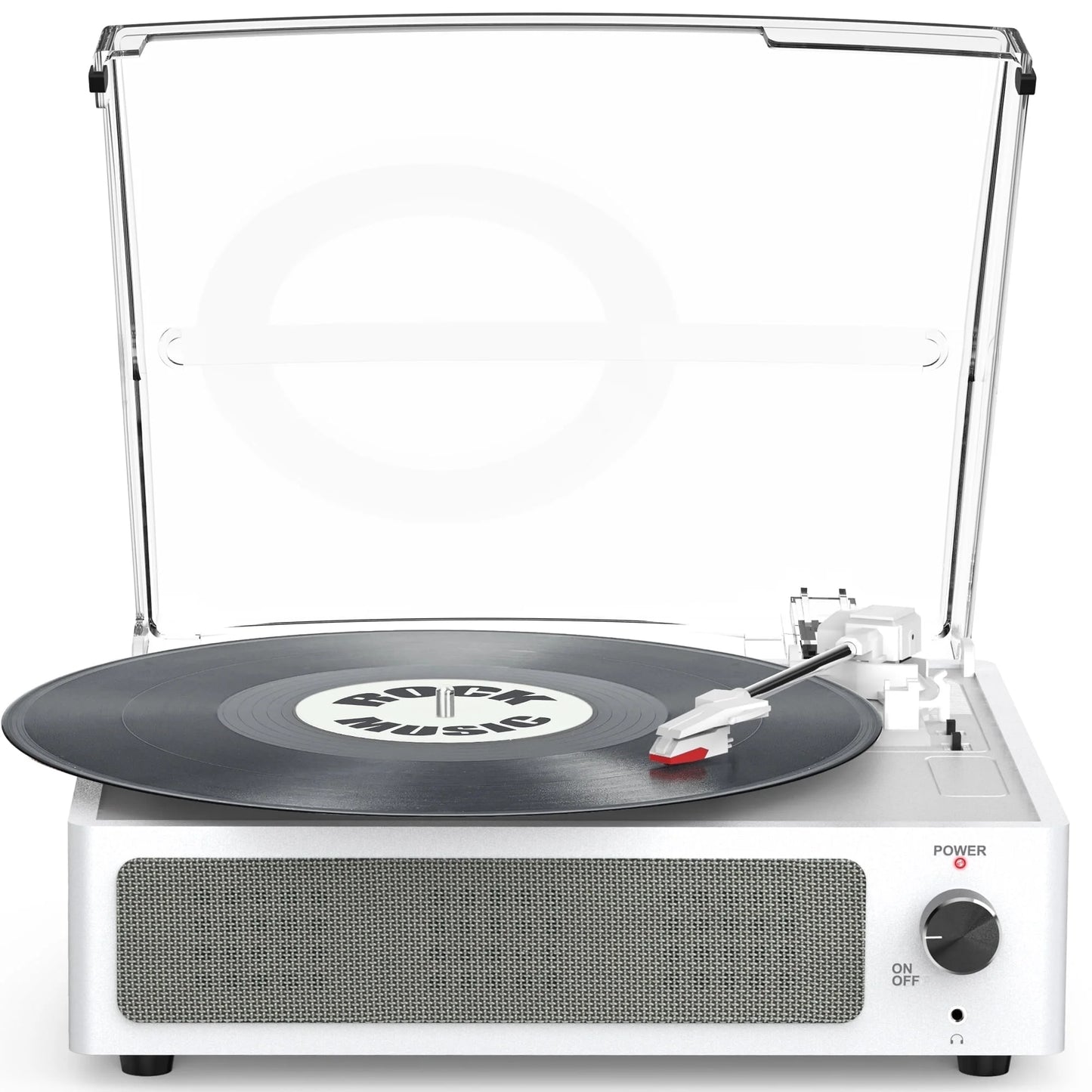 Record Player Turntable Bluetooth Vinyl Record Player Wireless Audio Turntable,Silver White