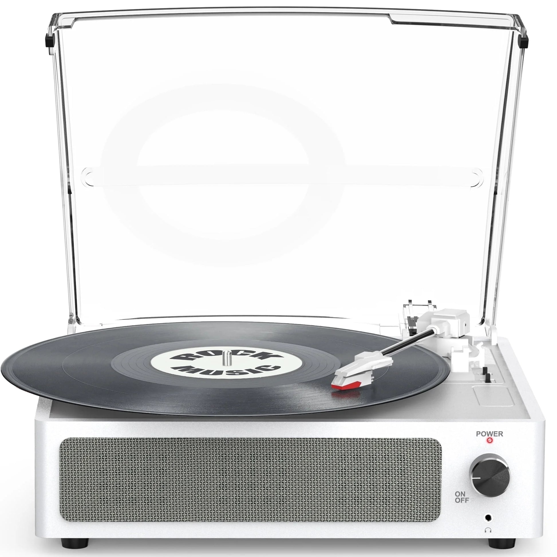 Record Player Turntable Bluetooth Vinyl Record Player Wireless Audio Turntable,Silver White