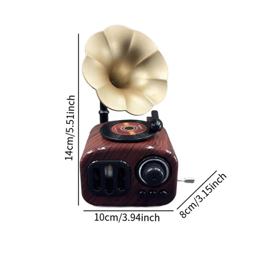 Phonograph Music Box Classical Xmas Gramophone Hand-Cranked Clockwork Record Player for Living Room Decor 2026 New Year Gift