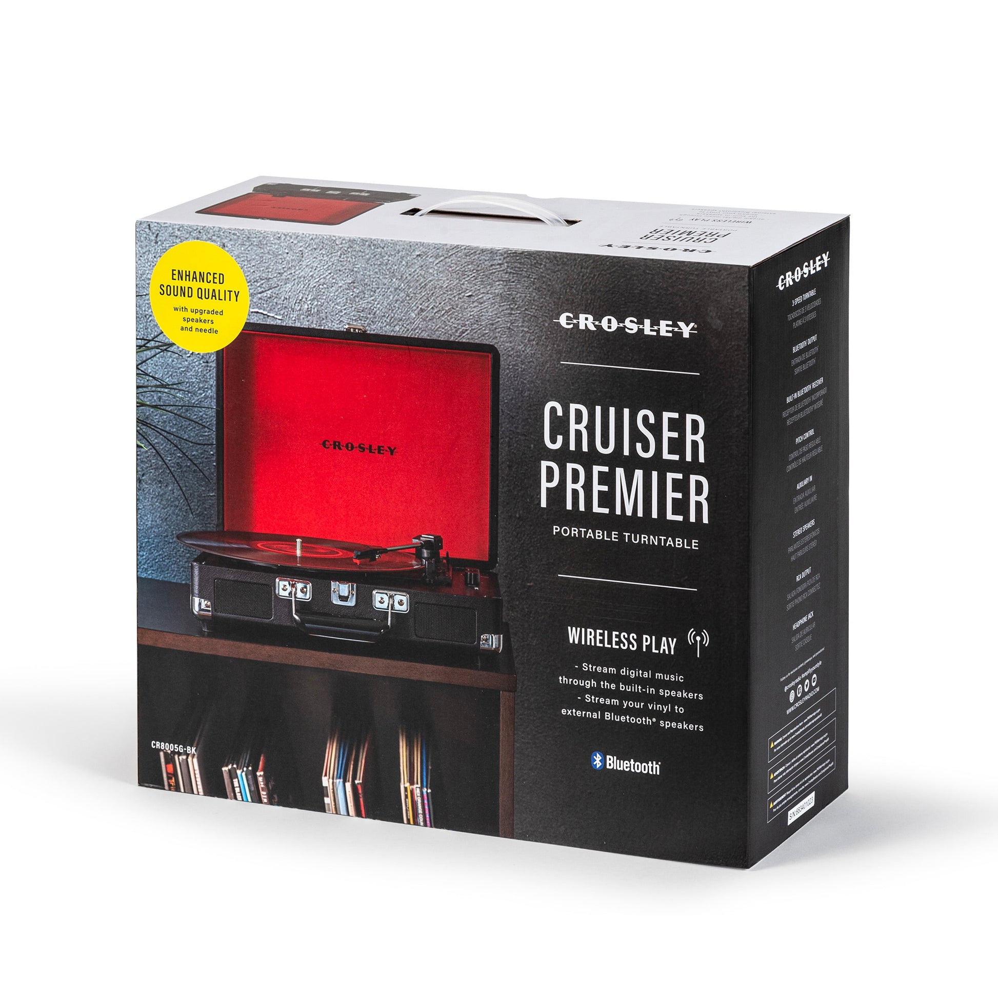 Cruiser Premier Vinyl Record Player with Speakers and Bluetooth - Audio Turntables