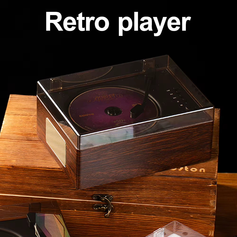 Retro CD Player Rechargeable Wireless Bluetooth 5.0 Speaker Portable Home Music Player USB 3.5Mm AUX Desktop CD Player for Phone