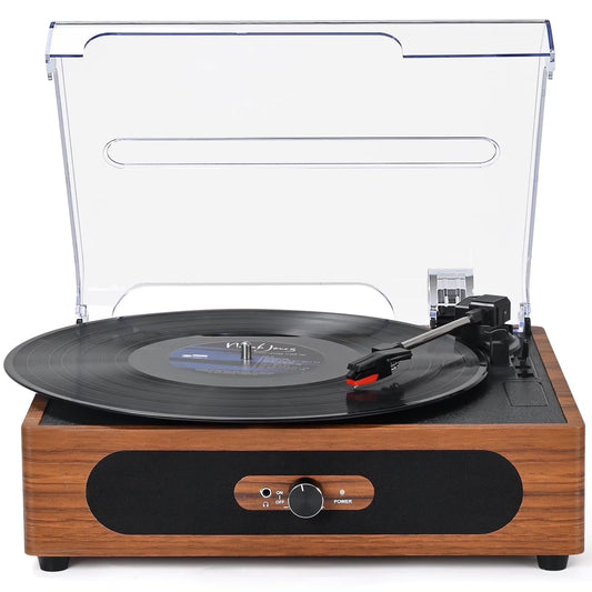 Vinyl Record Player,Stereo Speakers Turntables,Vinyl Player with Bluetooth,All in One Vintage Audio Turntable|Brown