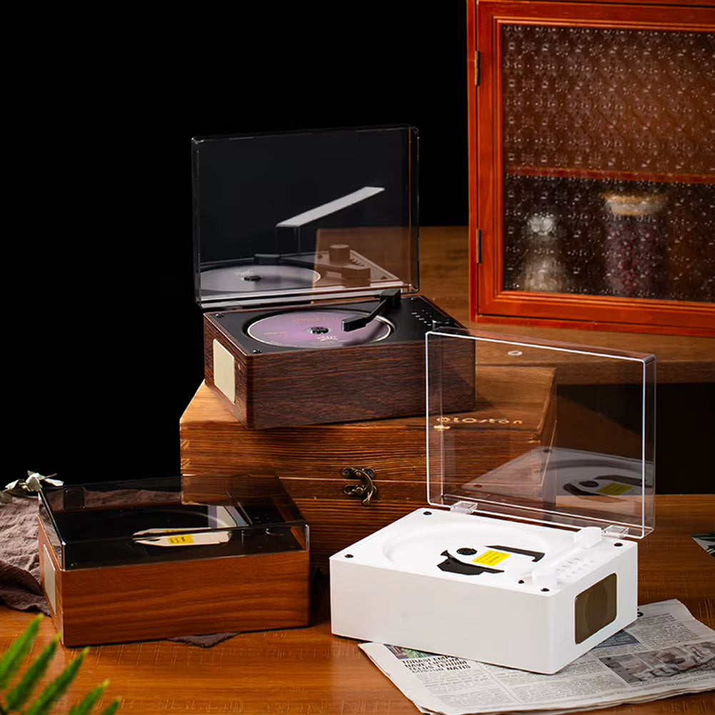 Retro CD Player Rechargeable Wireless Bluetooth 5.0 Speaker Portable Home Music Player USB 3.5Mm AUX Desktop CD Player for Phone