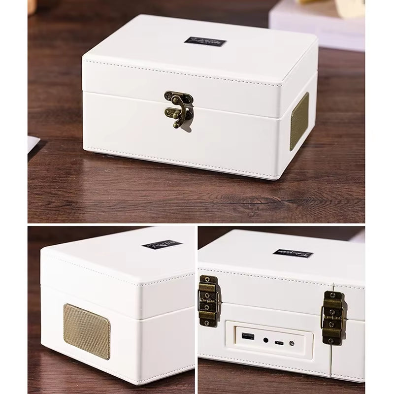 Vintage Leather CD Player Two-Way Bluetooth 5.0 Built-In Speaker Portable Rechargeable CD Music Player USB Lossless Player