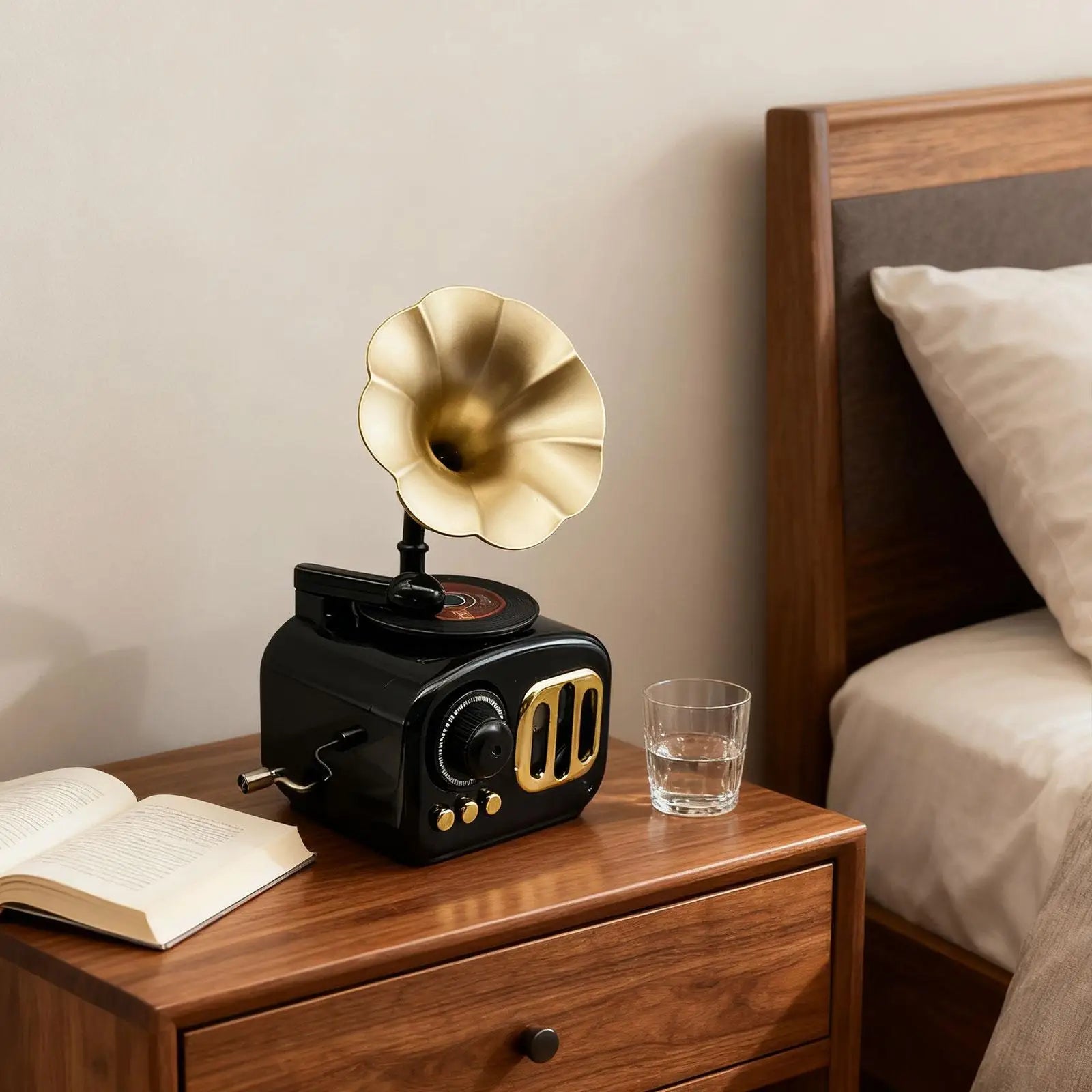 Phonograph Music Box Classical Xmas Gramophone Hand-Cranked Clockwork Record Player for Living Room Decor 2026 New Year Gift